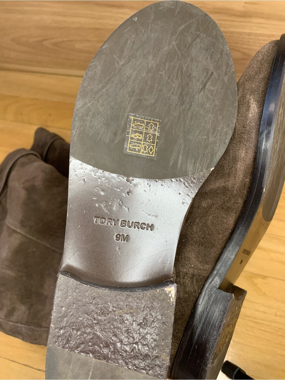 Tory Burch Brown T Lock Suede Riding Boots - Size 9 - Picture 7 of 7